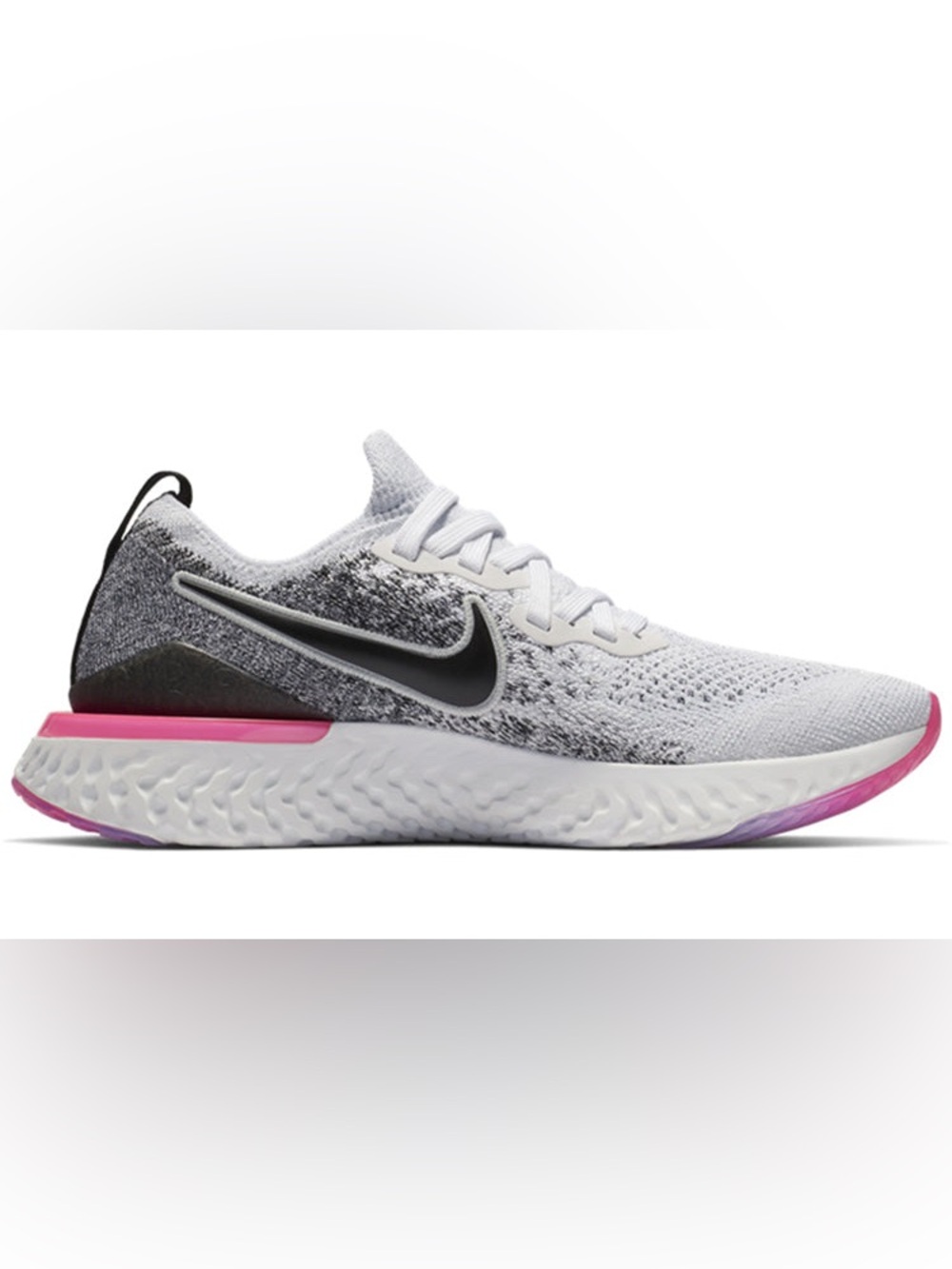 Nike Women’s White and Gray Sneakers with Pink Accent